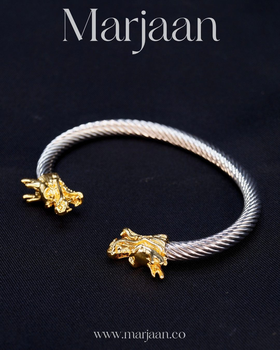 Silver Gold Dragon Cuff