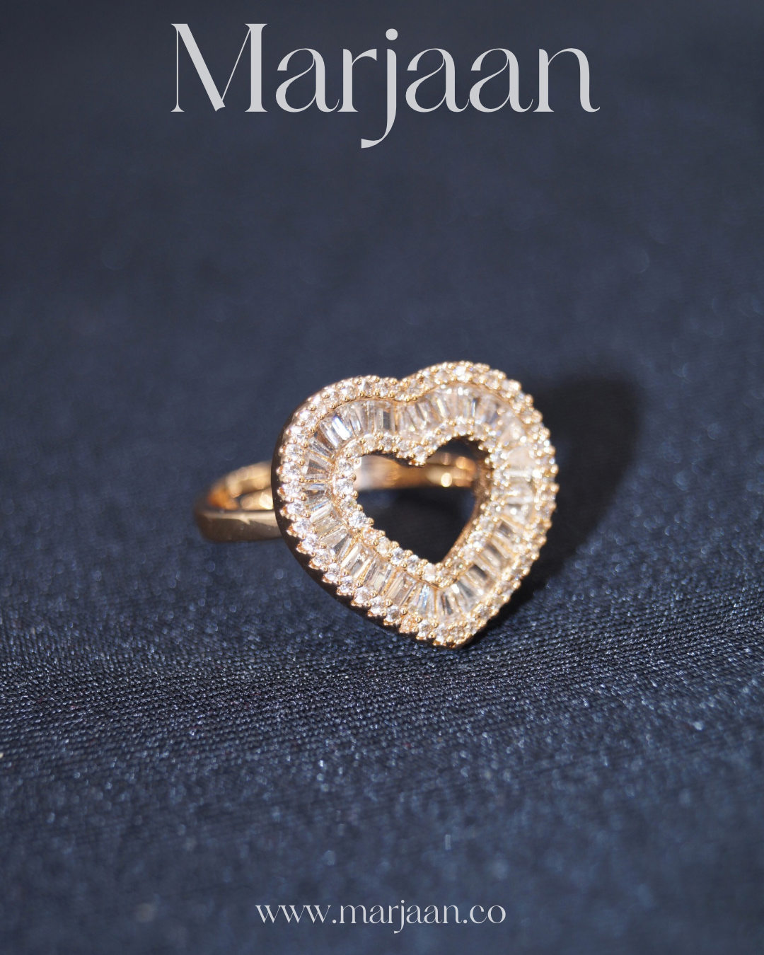 CZ Gold Heart Ring
