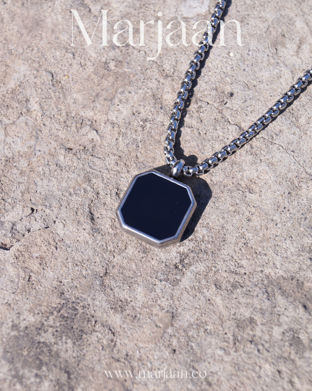 Silver Onyx Square Pendant