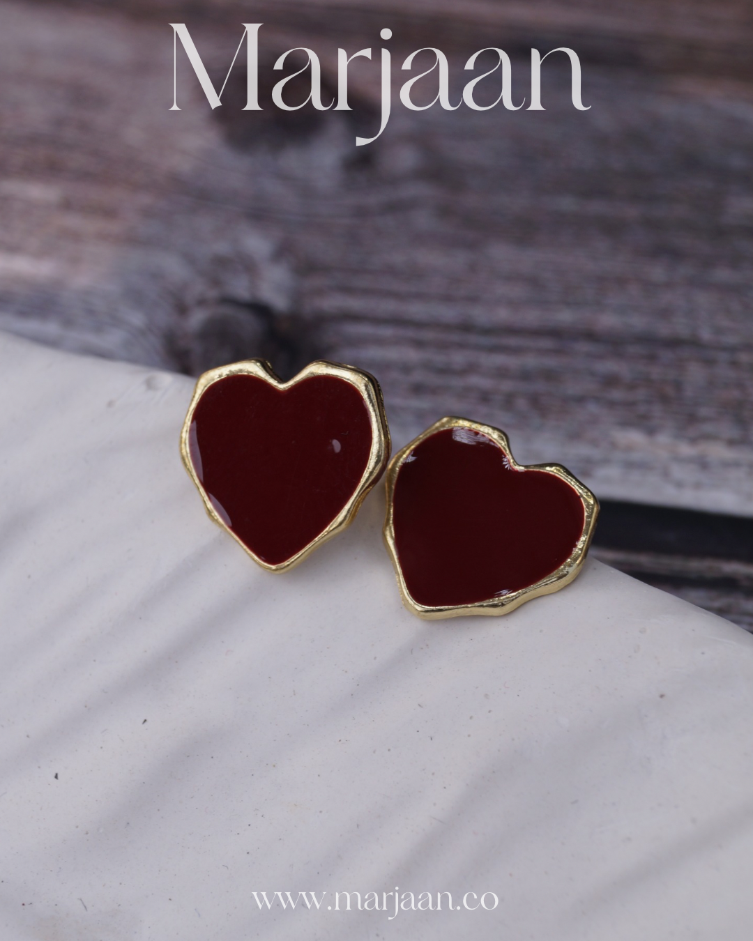 Maroon Heart Studs
