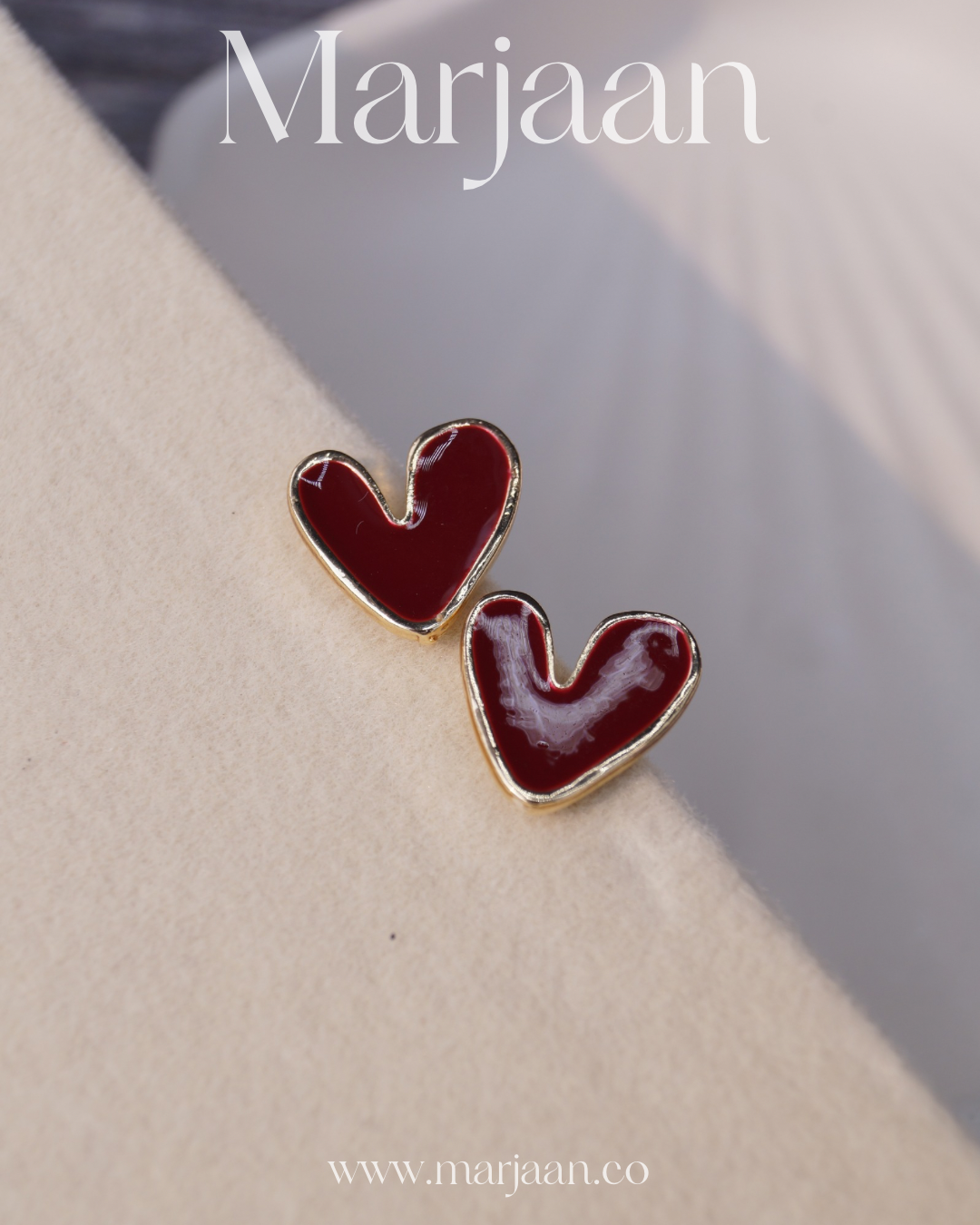 Funky Maroon Heart Studs