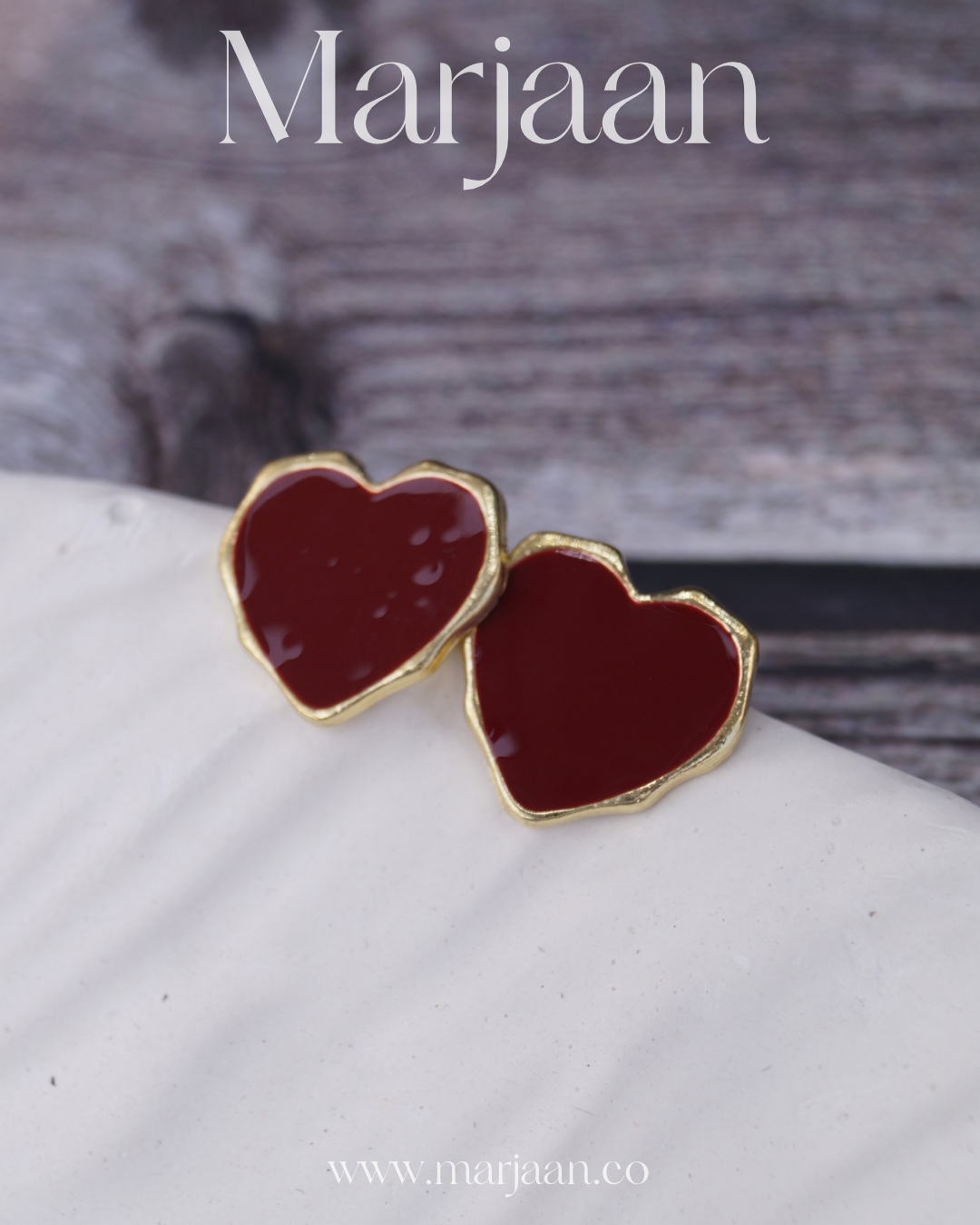 Maroon Heart Studs