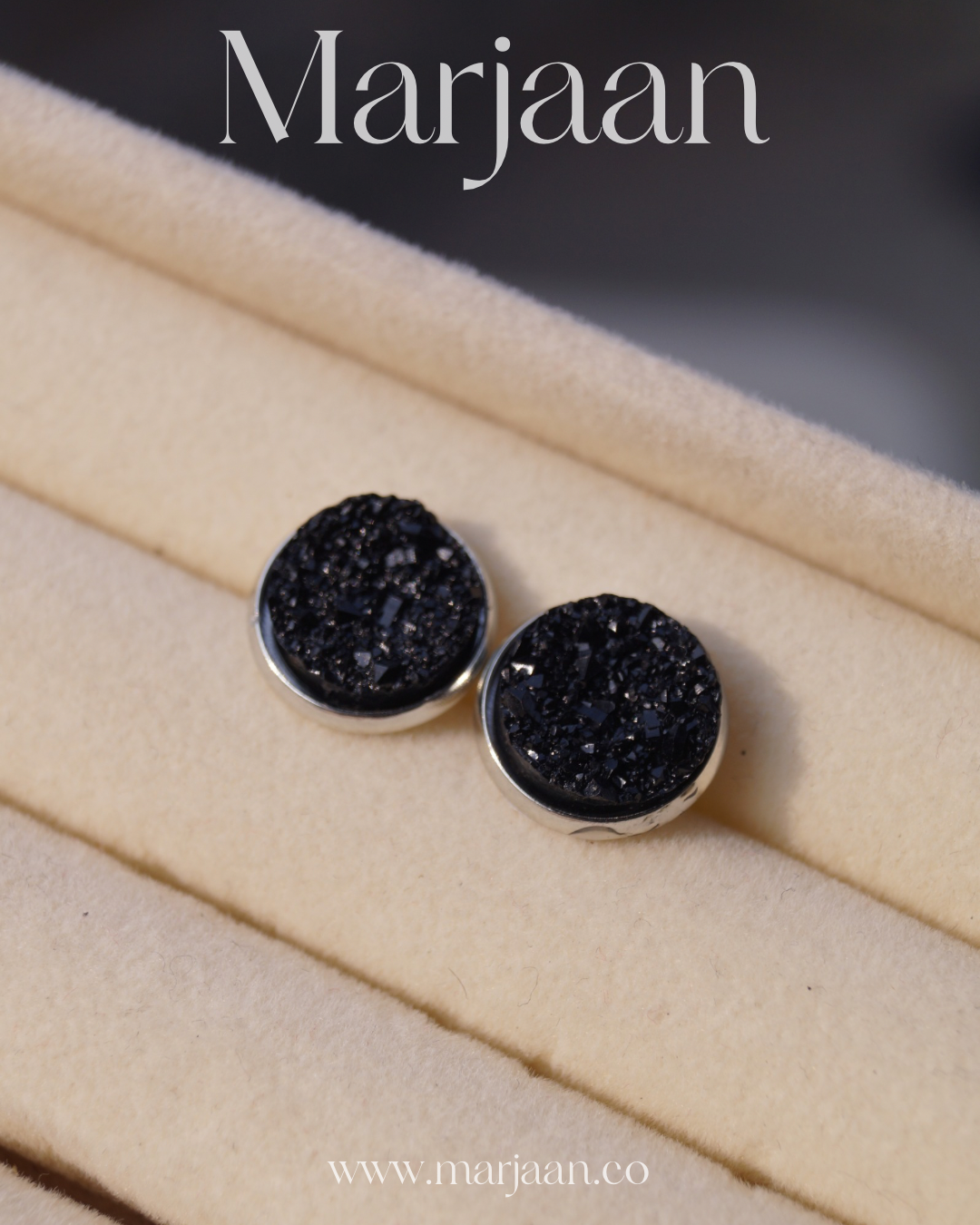 3D Midnight Black Shimmer Studs
