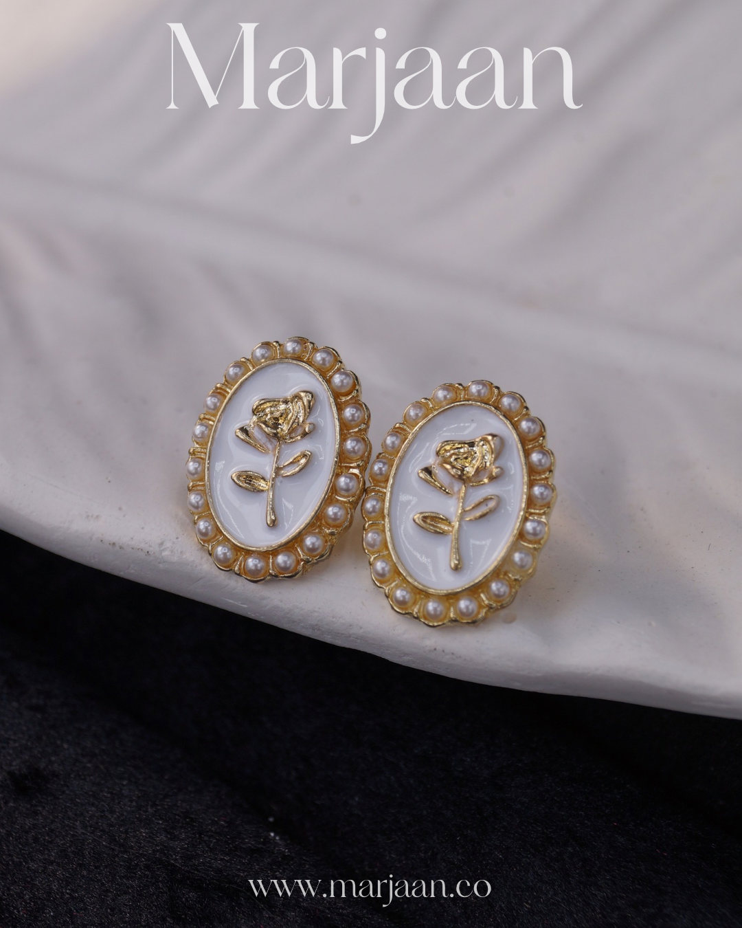 Pearl White Camellia Studs