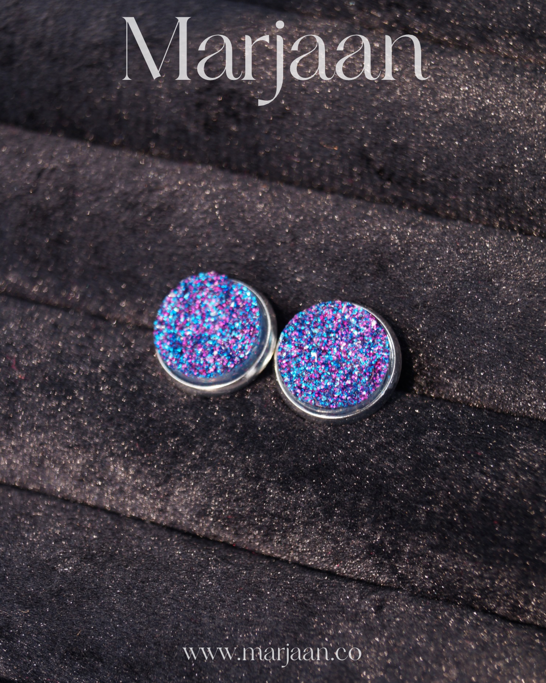 3D Cosmic Purple Shimmer Studs