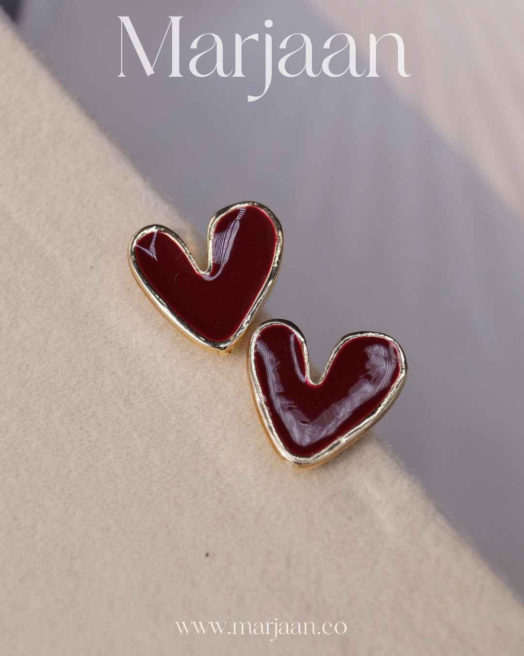 Funky Maroon Heart Studs