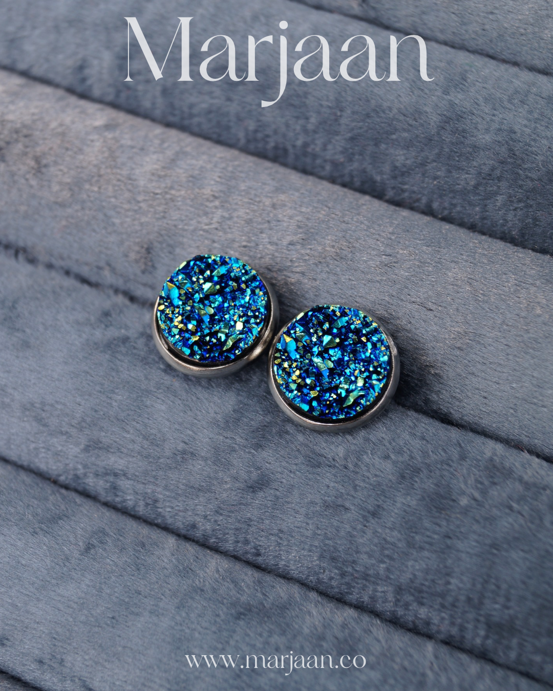 3D Ocean Blue Shimmer Studs