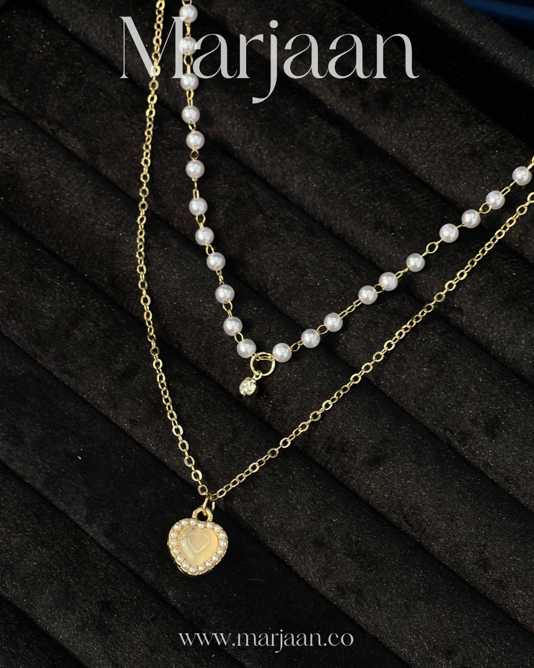 Layered Pearl Heart Necklace