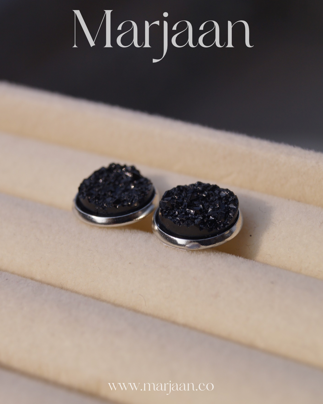 3D Midnight Black Shimmer Studs