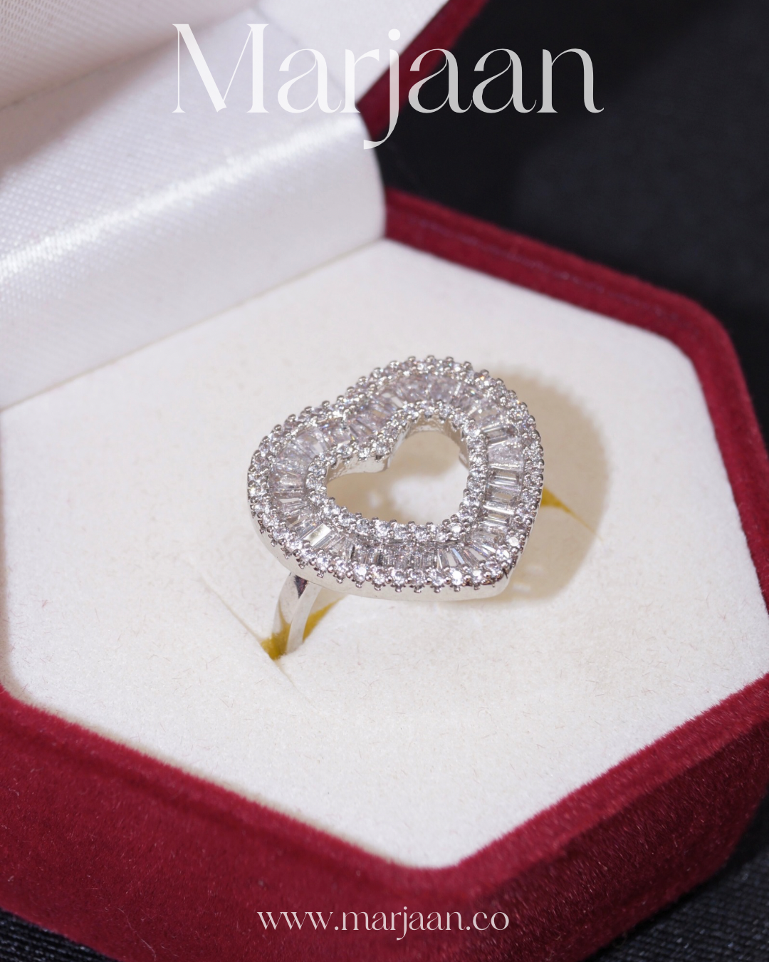 CZ Silver Heart Ring