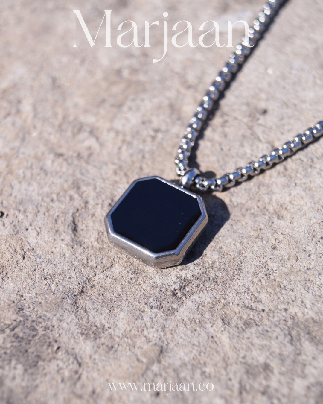Silver Onyx Square Pendant