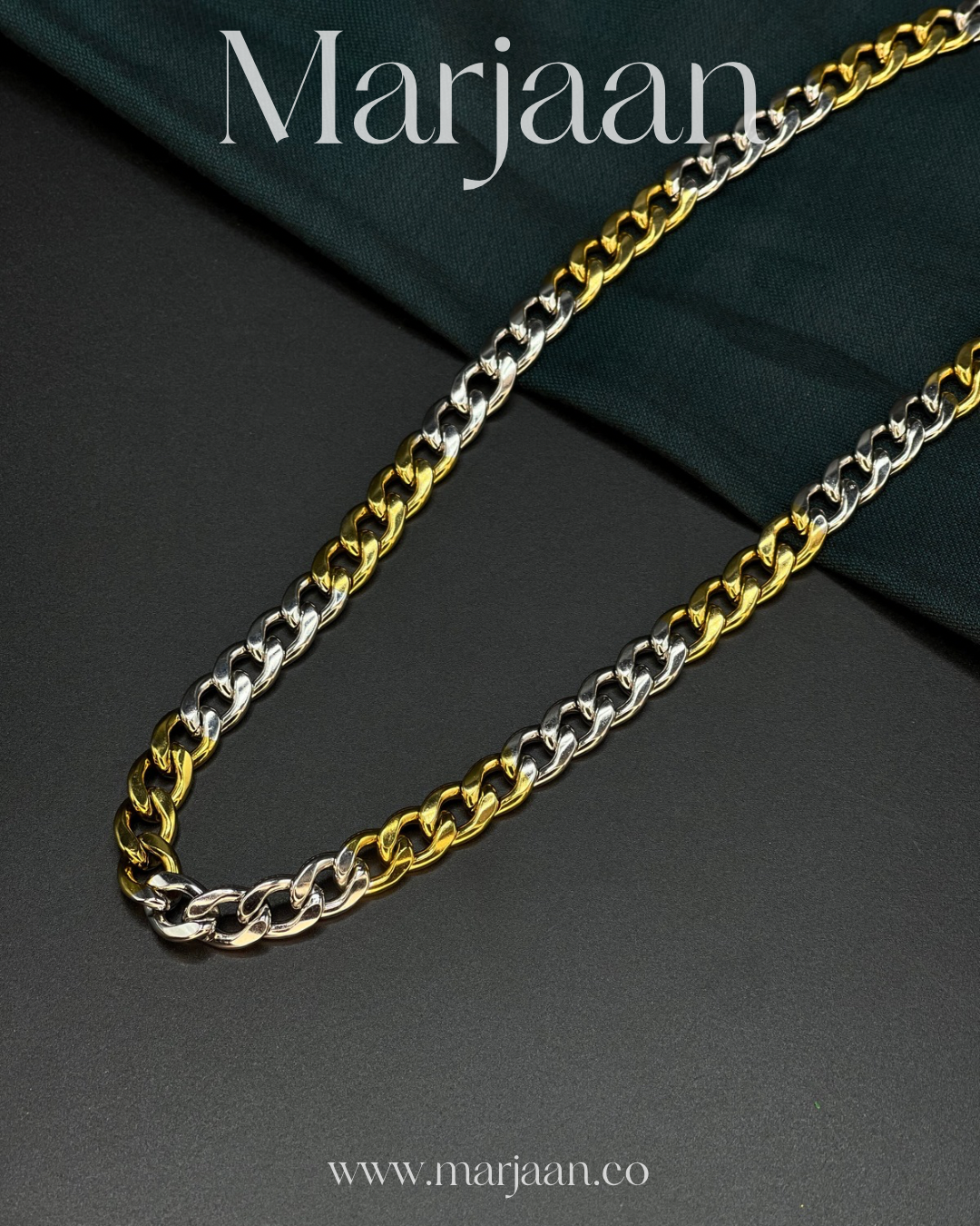 8mm Silver Gold Cuban Chain