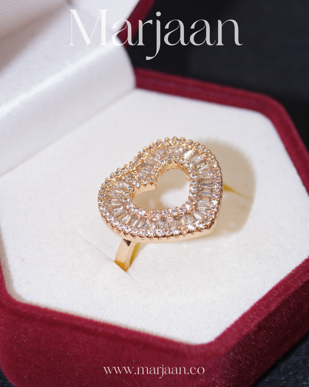 CZ Gold Heart Ring