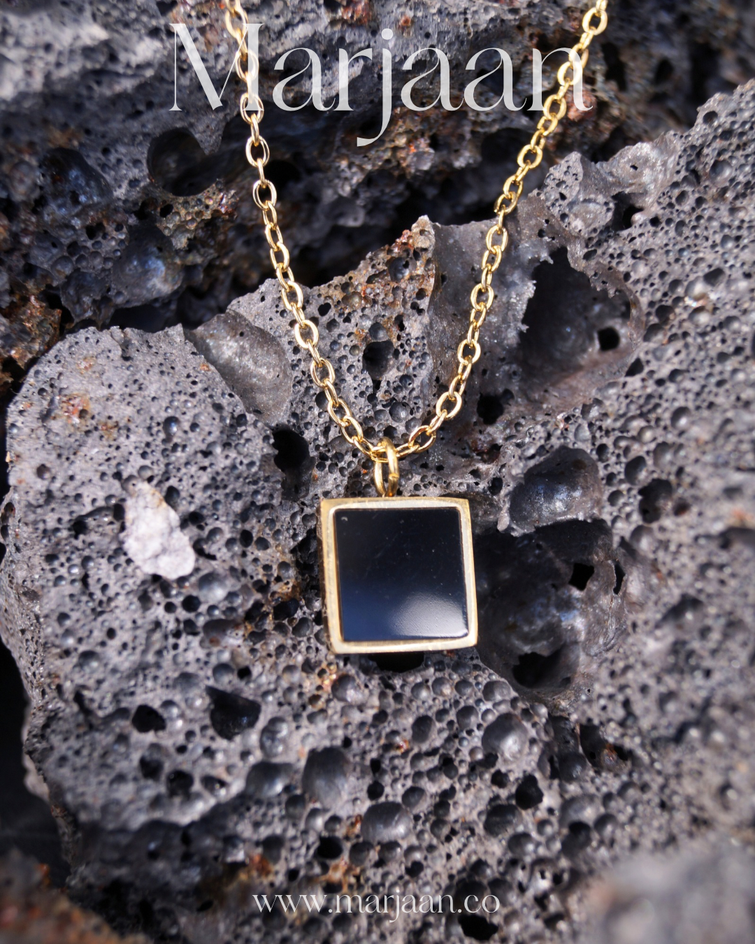 Dainty Black Square Pendant