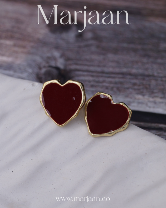 Maroon Heart Studs