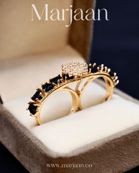 Double Black Heart Ring