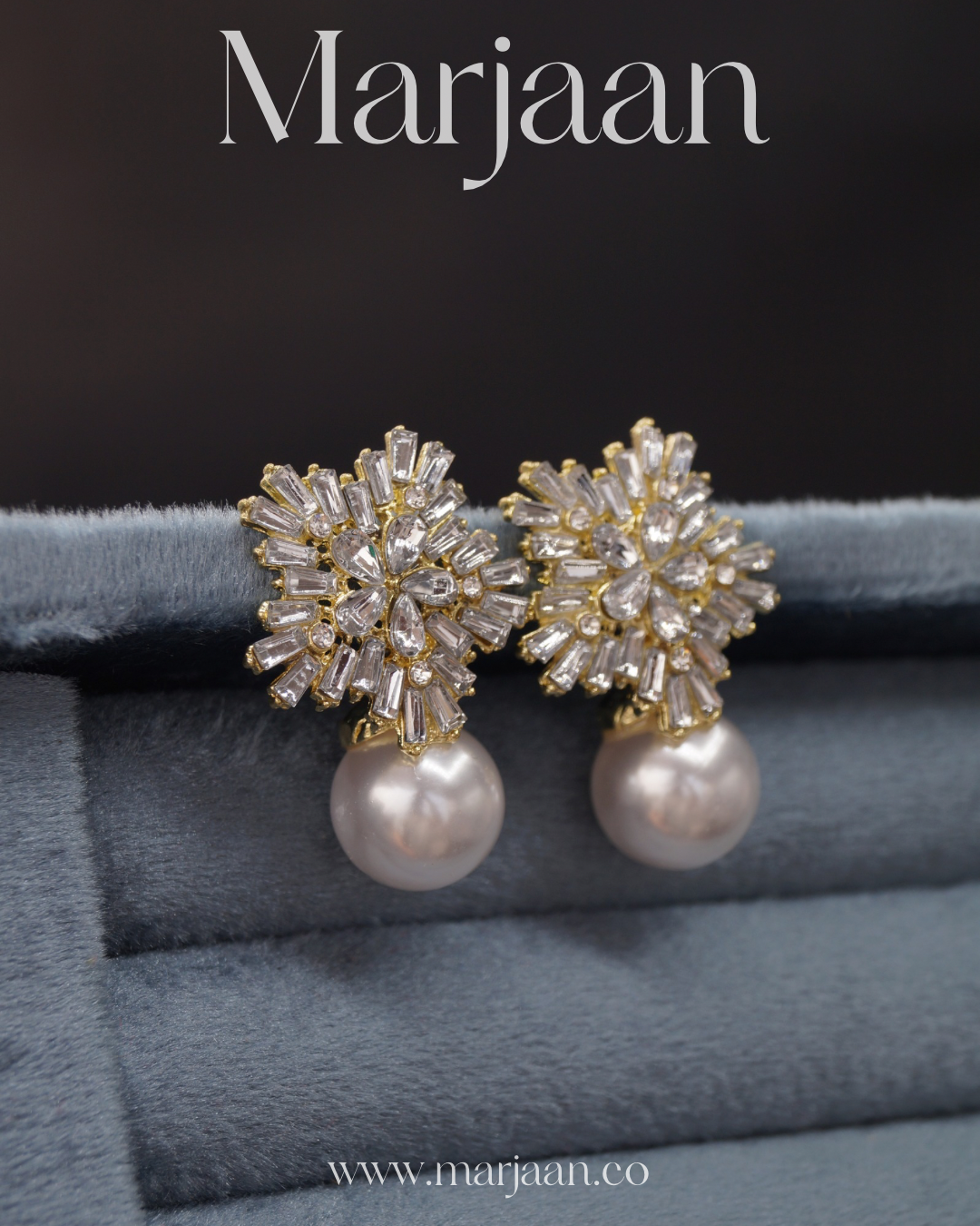 CZ Pearl Snowflake Earrings