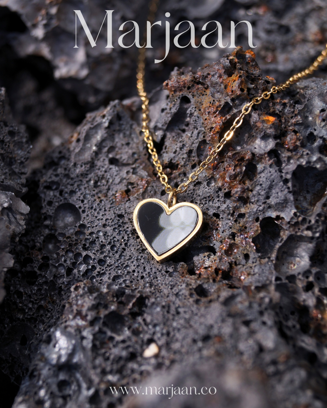 Dainty Black Heart Pendant