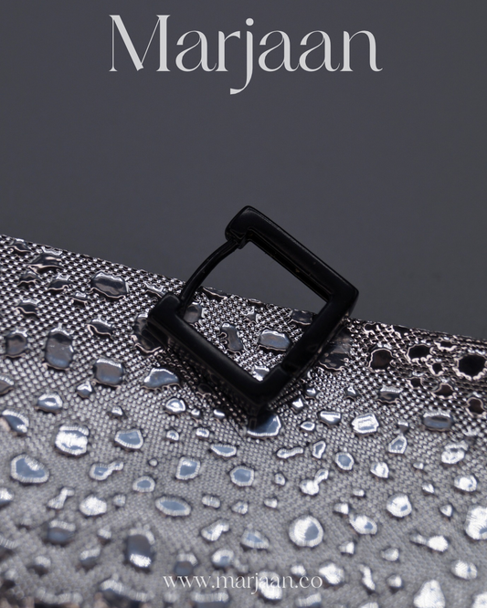 Titanium Black Square Hoops