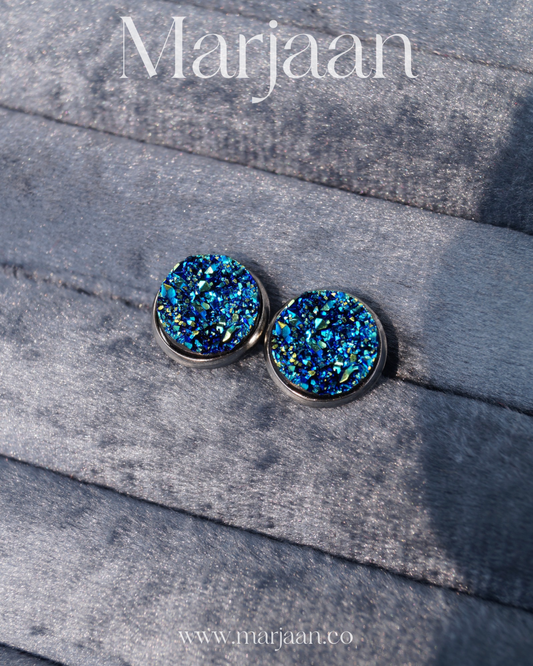 3D Ocean Blue Shimmer Studs