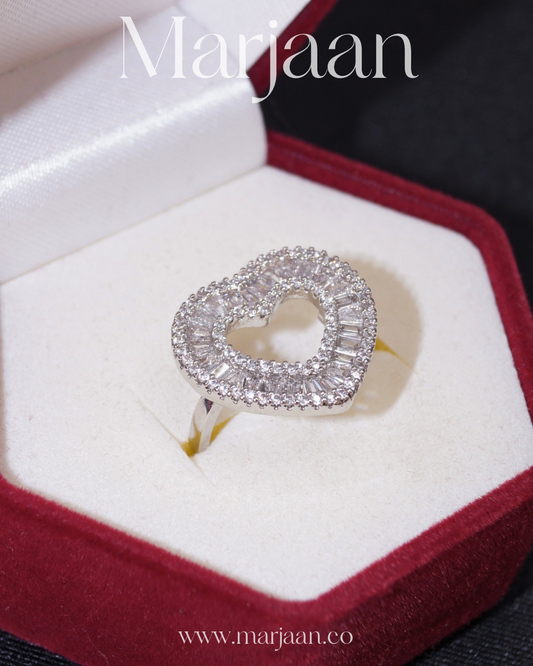 CZ Silver Heart Ring